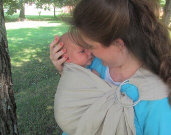 Linen Sling, Ring Sling, baby carrier, Baby Sling, Linen RS, Linen newborn carrier, Linen baby sling, DVD, maternity, summer sling, washable