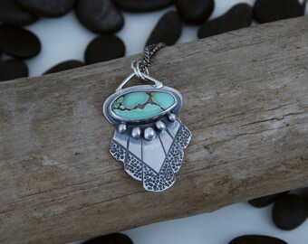 Poseidon Variscite Necklace, Sterling Silver, jewelry, variscite pendant, Green stone, Handmade, one of a kind, boho, gift for her