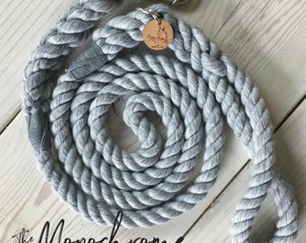 THE MONOCHROME Rope Dog Leash, extra soft cotton dog lead, slip lead, eurolead, multifunctional leash, made by hand