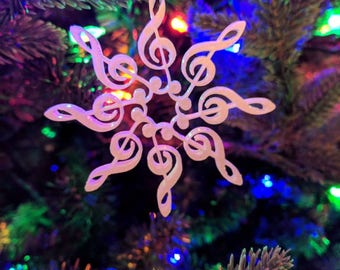 Treble Clef Snow Flake Ornament