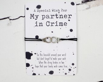 Partner in Crime Wish Bracelet | String Wish Bracelet | Friendship Wish Bracelet | Handcuff String Bracelet | Best Friend Gift