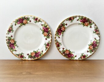 2 Old Country Roses Salad Plates Royal Albert Small China Plates