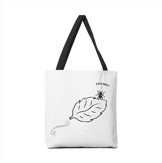 The Gleeful Beetle - black and white - tote bag - book bag - (13" x 13") - (16" x 16") - (18" x 18")
