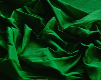 Emerald Green Dupioni Silk, 100% Silk Fabric, 44" Wide or 54" Wide, By The Yard (S-110)