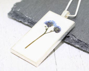 Forget Me Not Necklace, Leaving Gift, Real Flower Necklace, Pressed Flower Necklace, Forget Me Not Jewelry, Real Flower Jewelry, Remember Me