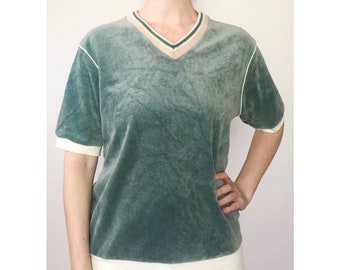 Vintage 70s Velour V-Neck Ringer Tee