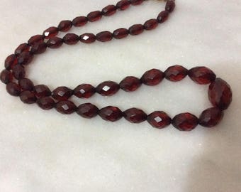 Vintage Edwardian Cherry Amber Bakelite necklce