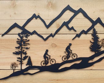 Metal Wall Art, Mountain, Bike, Trees, Mountain Bike, MTB