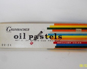 Wow! Rare Almost Pristine Vintage Grunbacher Oil Pastel Set 1970's 24 Count Really Lightly Used