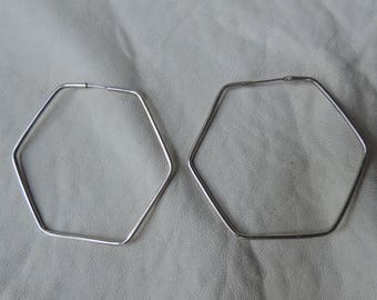 sterling hoop earrings hexagon earrings geometric