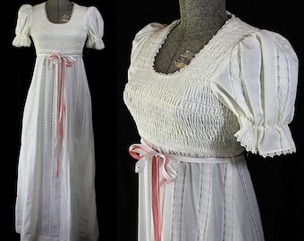 Candi Jones Maxi Dress, Smocked Bodice, See Thru Lace, Vintage Wedding, Boho Chic