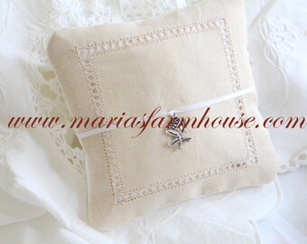 Aromatherapy, French Dried Hanging Lavender Sachet with Satin Ribbon and Rose Charm, Gifts for Her