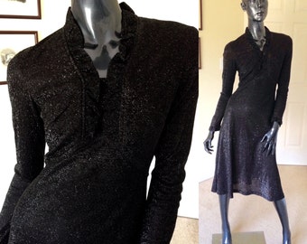Studio 54 Lurex Disco Dress, 70's Silver Metallic Fit and Flare Dance Dress, Stretchy Lurex Disco Costume- Size 2-4