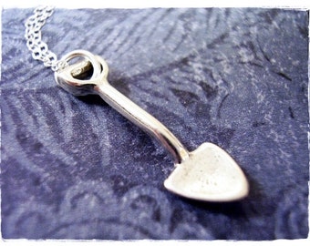 Tiny Silver Shovel Necklace - Sterling Silver Shovel Charm on a Delicate Sterling Silver Cable Chain or Charm Only