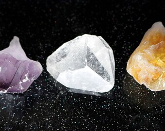 MYSTKS Crystal Set Amethyst, Citrine and Clear Quartz Rough Points