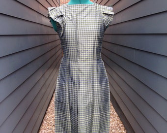 Vintage Handmade Silk Dress // Vintage Plaid Dress // Vintage Assymetrical Dress