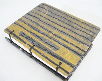 Little Gold Journal, small notebook, pocket size book, mod design, coptic stitch book, little black book