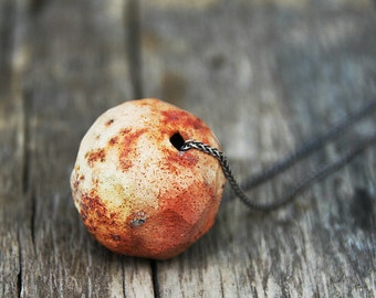 Fire ball necklace - pit fired ceramic necklace - raised from ashes