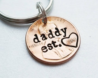 Custom Daddy Est. Lucky Penny Keychain. New Daddy Gift, New Dad, Father's Day Gift, Best Selling Item, Best Friend, Husband, Boyfriend