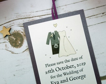Scottish Bride and Groom Save the Date Tag