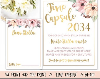 Time Capsule, First Birthday Time Capsule, 1st Birthday Time Capsule, Floral Time Capsule, Time Capsule Sign, Time Capsule Printable