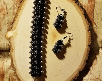 Formal Glass Peral Bracelet & Earrings