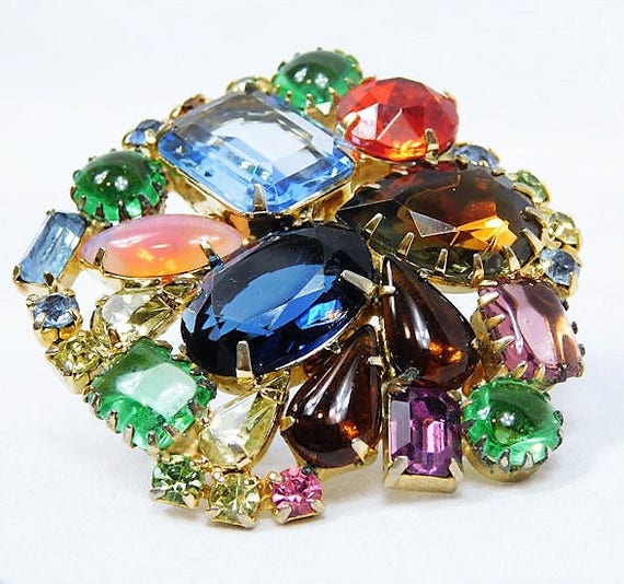 Verified Juliana Abstract Geometric Rhinestone Brooch / DeLizza & Elster
