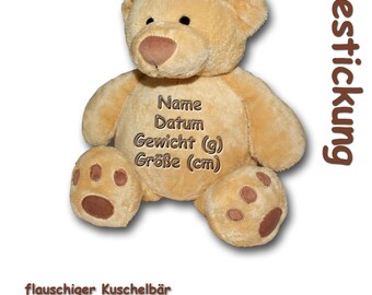 Fluffy Teddy Bear with Embroidery