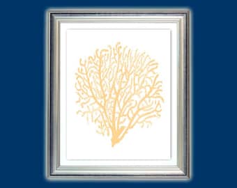Sea fan art, Gorgonian art, Seaweed poster, Gorgonian print, Nautical art, Beach house or Bathroom decor, Nursery art, Instant download.