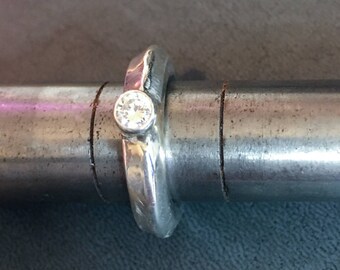 Silver Heavy Ring with CZ Stone
