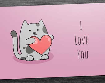 Cat Set of Valentine's Romantic Postcards