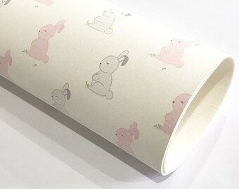Grey Pink Easter Bunny Faux Leatherette