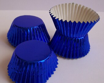 MINI Blue Foil Baking Cups- Candy Liners- Choose Set of 50 or 100