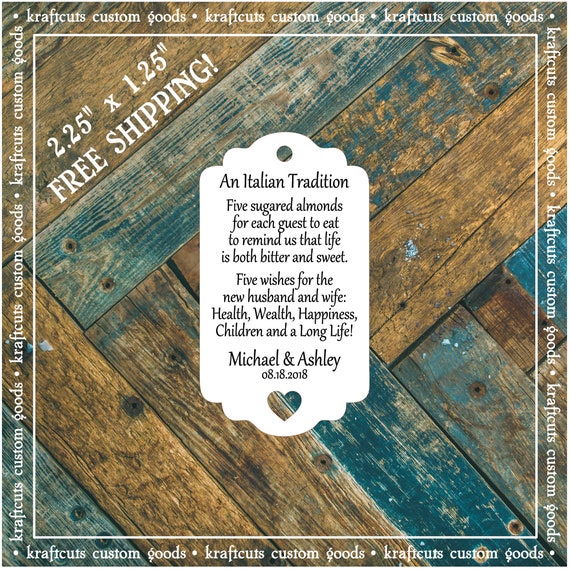 Jordan Almond Favor Tags #794 FREE SHIPPING!