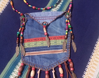 Bohemian style denim bag