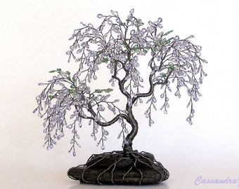 Wisteria Beaded Bonsai Wire Tree Sculpture - MADE TO ORDER Custom