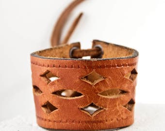 Leather Jewelry Cuffs Bracelets For Women Tan Leather Brown Leather