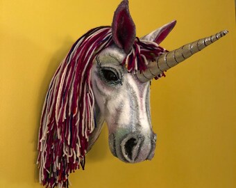 Unicorn Head Wall Hanging (Faux Taxidermy)