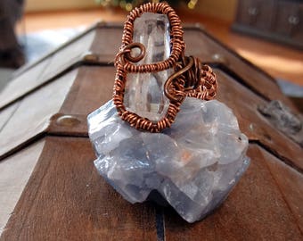 Clear Quartz Antiqued Copper Ring