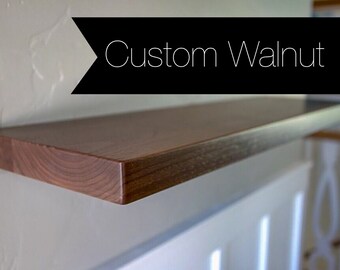 Custom Solid Walnut Floating Shelf - 50+ Sizes - 200 lb. Capacity - Free Shipping
