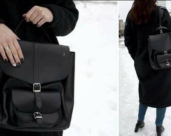 Black backpack leather backpack classic backpack woman backpack modern backpack work backpack office backpack study backpack travel backpack