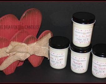 Hand poured 8 oz soy jar candles, eco-friendly, 100% soy, no dye