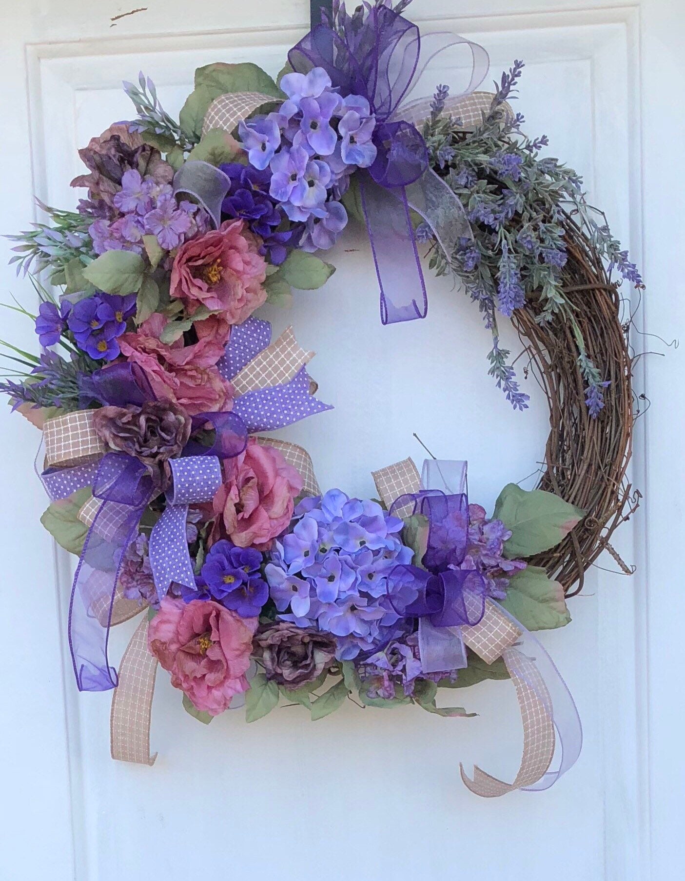 Summer Door Wreath-Purple Wreath- Shabby Chic Wreath- Sassy Doors ...