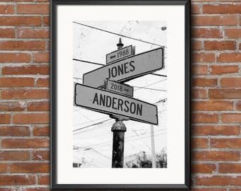 Personalized Intersection Street Sign Print - Custom DIGITAL DOWNLOAD PRINT - 8x10 or 11x14 - Customized Road Sign - Life Intersects