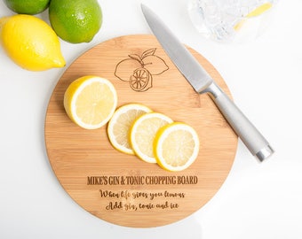 Personalised G&T Chopping Board, Gin and Tonic, Drinks Chopping Board, Chopping Board, Gin Lovers Gift, Personalised Gin and Tonic, Gin Gift