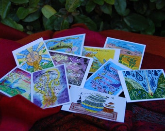 Catholic Prayer Cards, Unique, Contemporary, Gift, Stocking Stuffer, Christian art, Bright colors