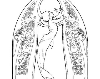 Mermaid coloring | Etsy