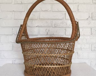 Vintage Woven Wicker Boho Basket
