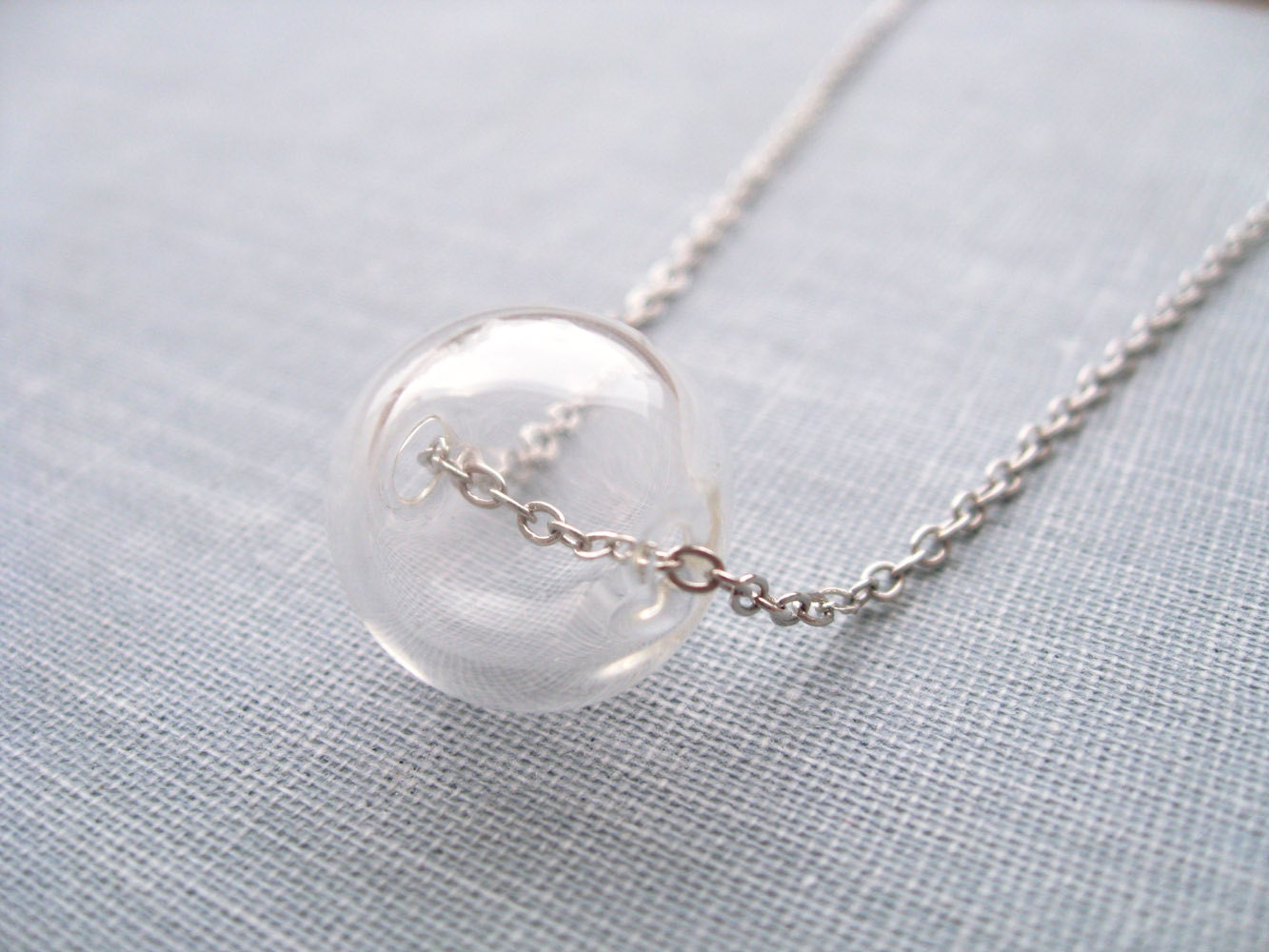 blowing bubbles. necklace glass round bead charm necklace