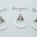 Antiqued Silver Pewter Skull and Bones Toggle Clasp - Set of 3